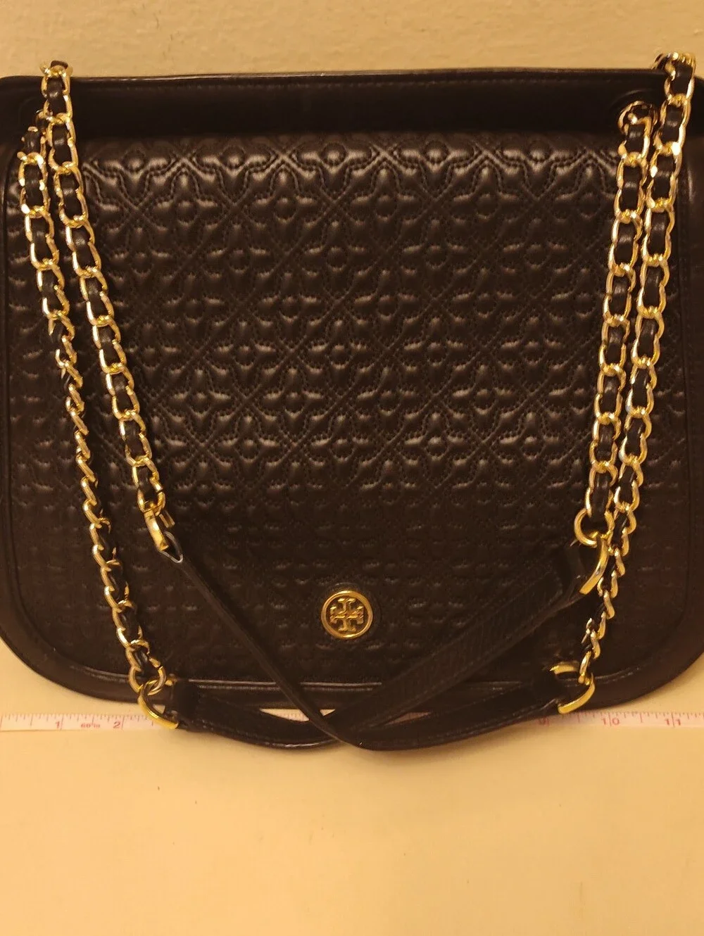 Tory Burch Bryant Black With Gold Chain Strap Purse Shoulder Bag With Dust Bag